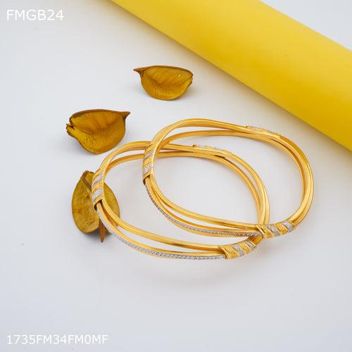 Freemen 1mg zik zek Two pic gold Bangles For Women - FWGB024