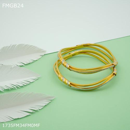 Freemen 1mg zik zek Two pic gold Bangles For Women - FWGB024