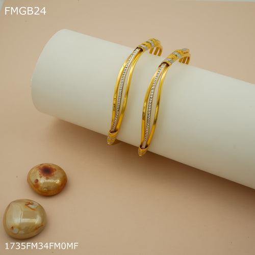 Freemen 1mg zik zek Two pic gold Bangles For Women - FWGB024