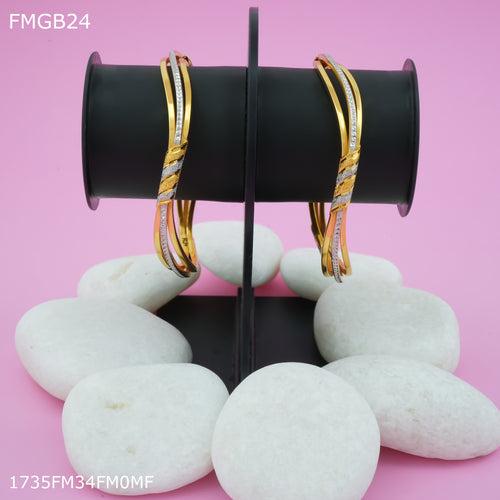 Freemen 1mg zik zek Two pic gold Bangles For Women - FWGB024