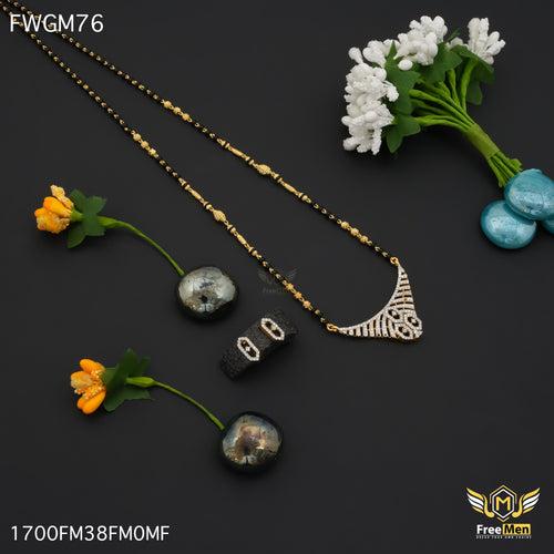 Freemen One Line Fashionable Diamond Mangalsutra - FWGM76