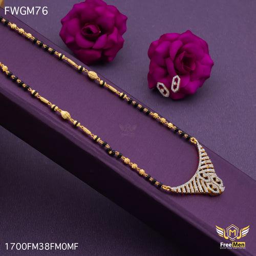 Freemen One Line Fashionable Diamond Mangalsutra - FWGM76