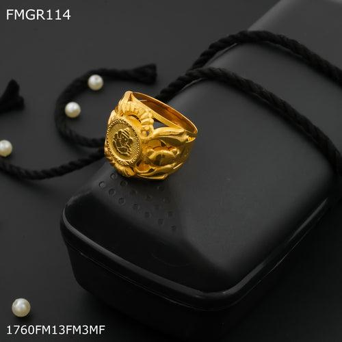 Freeme 1gm ganpati ring design with gold plated for men - FMRI114