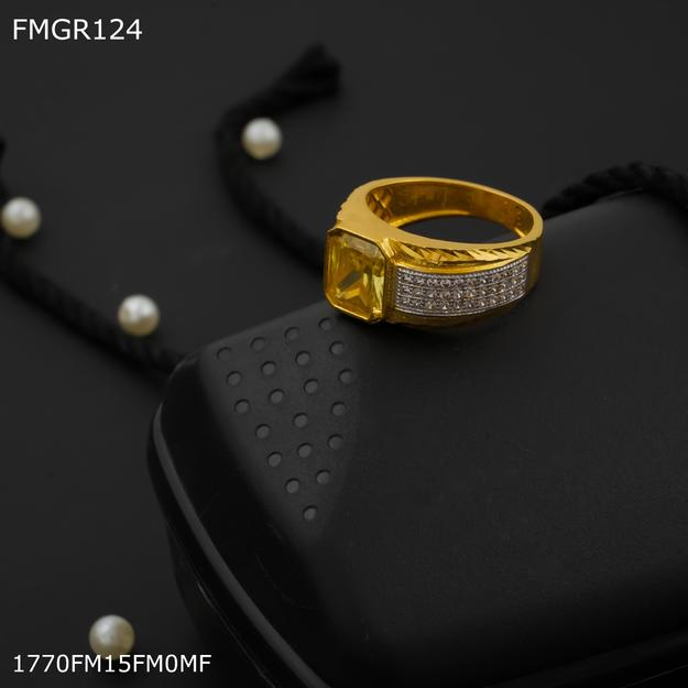 Freeme 1gm Yellow stone ad gold plated ring for men - FMGRI124