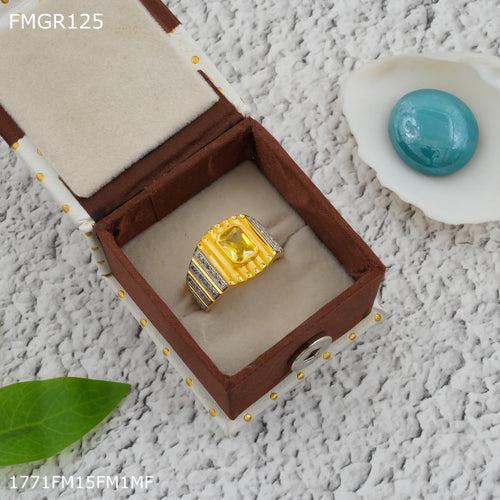 Freeme 1gm Yellow stone ad gold plated ring for men - FMGRI125