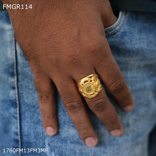 Freeme 1gm ganpati ring design with gold plated for men - FMRI114