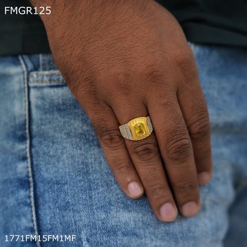 Freeme 1gm Yellow stone ad gold plated ring for men - FMGRI125