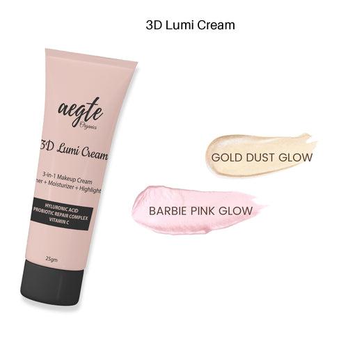 Aegte 3D Lumi Strobe Cream, Skin Corrector DD Cream, Lip and Cheek Tint & 3D Gel Kajal