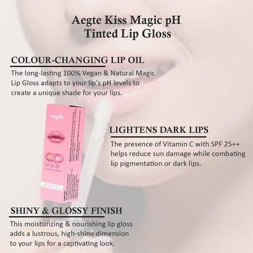 Aegte Kiss Me Magic pH Tinted Lip Gloss with SPF 25++ Lightweight, Non Sticky Hydrating Formula