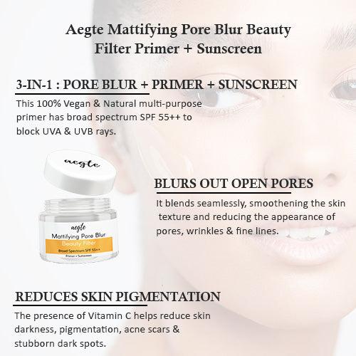 Aegte Mattifying Pore Blur Beauty Filter Primer + Sunscreen with Broad Spectrum SPF 55++