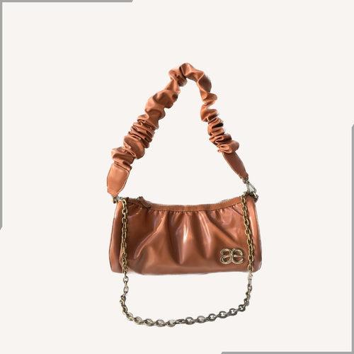 Aegte Caramel Brown Pleated Duffle Bag