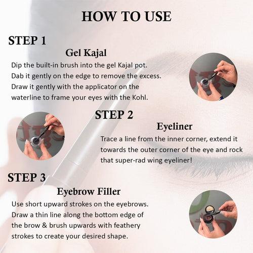 Aegte 3D Gel Kajal (3 in 1 Kajal-Gel Eyeliner-Eyebrow Filler) with Almond & Biotin 8gm