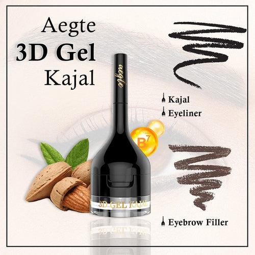 Aegte 3D Gel Kajal (3 in 1 Kajal-Gel Eyeliner-Eyebrow Filler) with Almond & Biotin 8gm