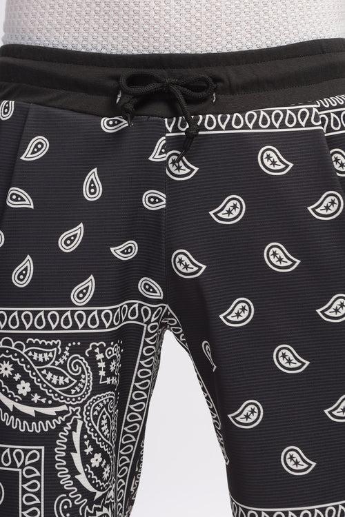 White Black Abstract Printed Summer Short