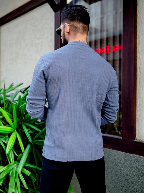 Blue Drop Needle Henley T-Shirt