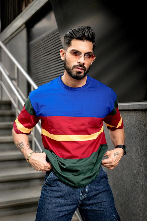 Multi Color Block Oversized T-Shirt