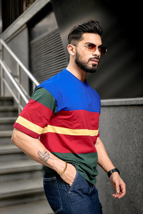 Multi Color Block Oversized T-Shirt