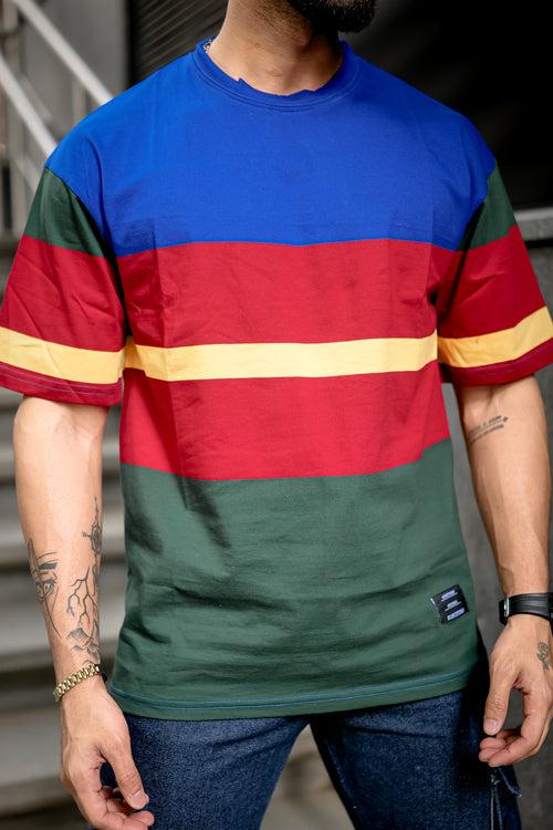 Multi Color Block Oversized T-Shirt