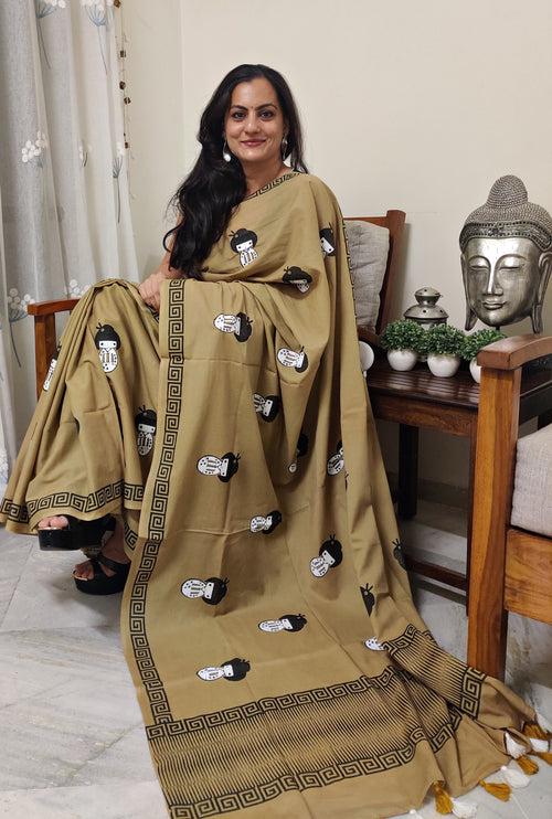 Kokeshi Doll Block Print Saree