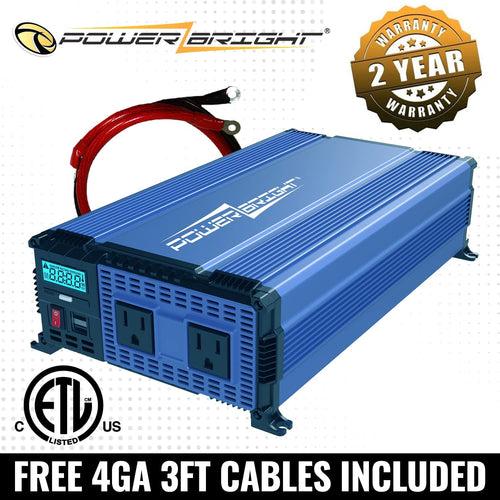 Products NEW PowerBright 1100 Watt 12V Power Inverter Dual 110V AC Outlets, Installation Kit Included, Automotive Back Up Power Supply for Blenders, Vacuums, Power Tools - ETL Approved Under UL STD 458