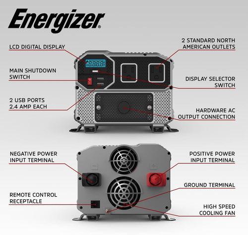 Refurbished ENK4000 Energizer 4000 Watt 12v DC to 110v AC Power Inverter w/ 2x USB