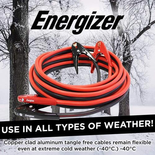ENB125 Energizer 1-Gauge - Heavy Duty Jumper Battery Cables 25 Ft Booster Jump Start - 25' Allows You to Boost Battery from Behind a Vehicle!