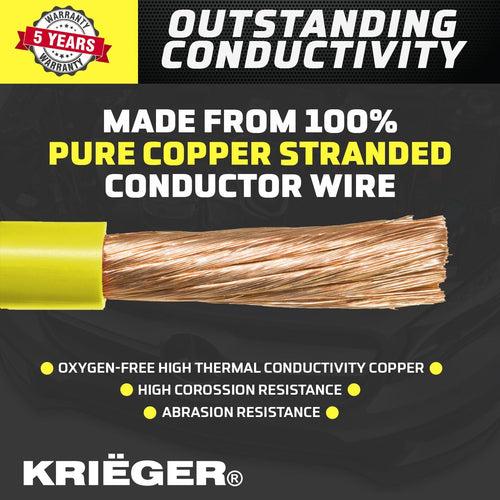 100% Copper KRB230 Krieger 2 Gauge 30' Kit - Permanently Install these OFC Jumper Cables with Quick Connect