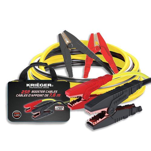 KRB125 Krieger 1-Gauge - Heavy Duty Jumper Battery Cables 25 Ft Booster Jump Start - 25' Allows You to Boost Battery from Behind a Vehicle!