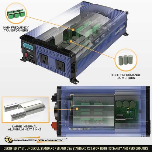 NEW PX2000! PowerBright 2000 Watt 12v DC to 110v AC , Modified Sine Wave Power Inverter w/ USB & LCD