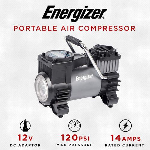 EDC12035 - Energizer Portable Air Compressor Tire Inflator - 120 Max PSI - LCD Display and Carrying Case