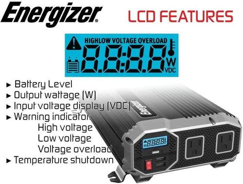 ENK1100 Energizer 1100 Watt 12V DC to 110V AC Power Inverter w/ USB