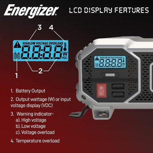ENK1500 Energizer 1500 Watt 12v DC to 110v AC Power Inverter w/ USB