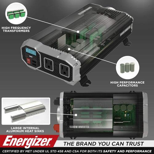 ENK1500 Energizer 1500 Watt 12v DC to 110v AC Power Inverter w/ USB