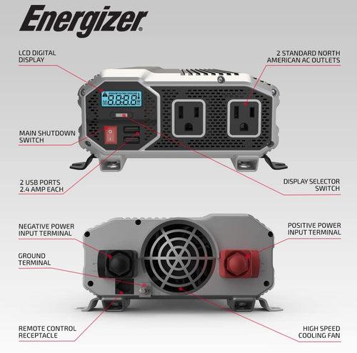 ENK1500 Energizer 1500 Watt 12v DC to 110v AC Power Inverter w/ USB