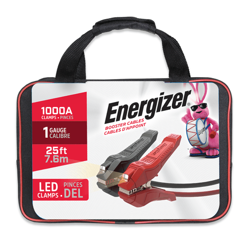 ENL125 Energizer 1-Gauge - Heavy Duty LED Jumper Battery Cables 25 Ft Booster Jump Start