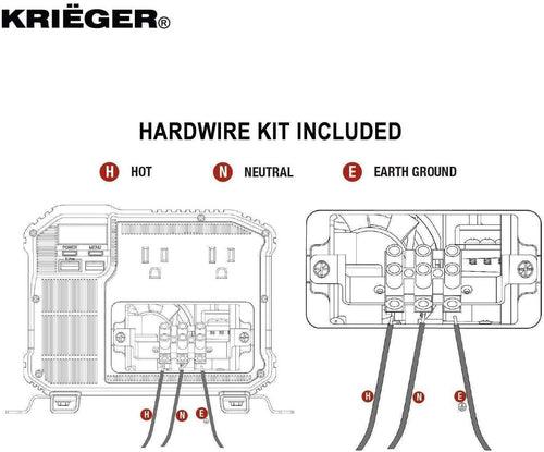 KR4000 Krieger 4000 Watts Power Inverter 12V to 110V,  Hardwire Kit