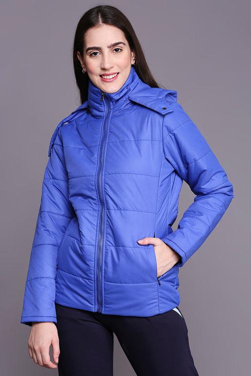 Electric Blue Mid Length Puffer Women's Jacket