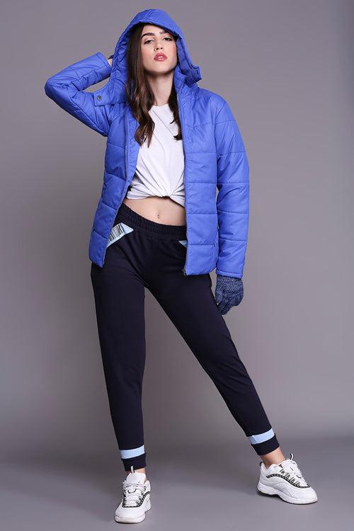 Electric Blue Mid Length Puffer Women's Jacket