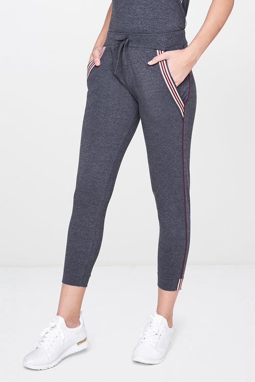 Dark Grey Milange Tank Top With Joggers