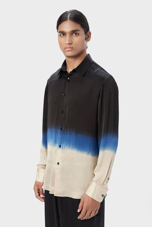 Regular Fit Button-Down Shirt with Dip Dye Detail