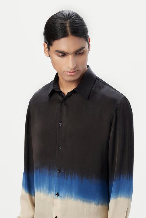 Regular Fit Button-Down Shirt with Dip Dye Detail