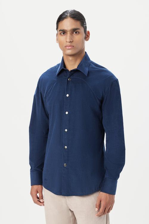 Regular Fit Button-Down Shirt with Seam Construction Detail