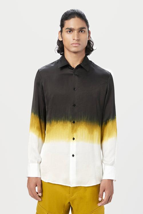 Regular Fit Button-Down Shirt with Dip Dye Detail