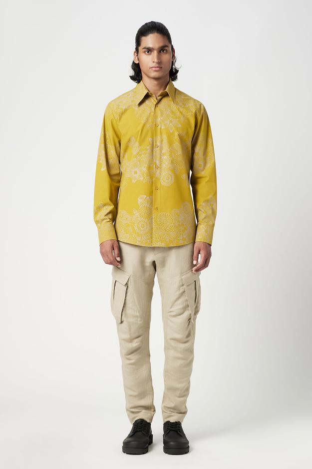 Regular Fit Button-Down Shirt with All-Over Floral Print