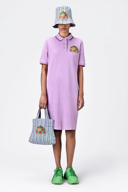 Regular Fit Polo Dress with Fruit Basket Embroidery