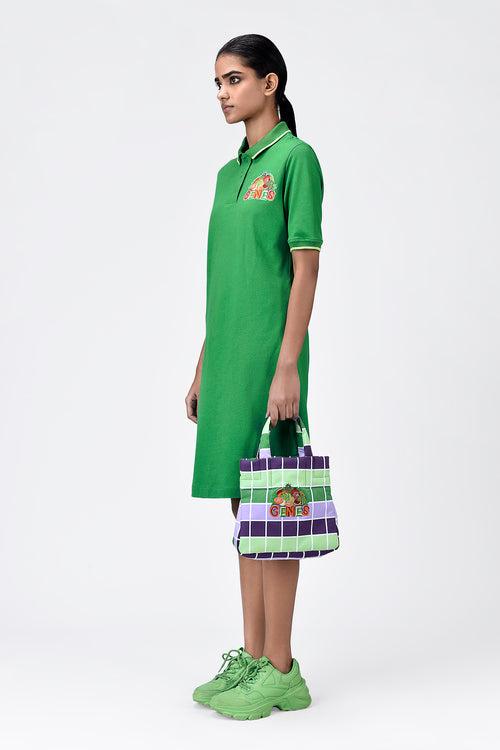 Regular Fit Polo Dress with Fruit Basket Embroidery