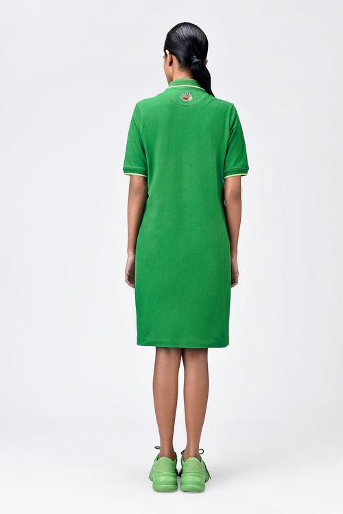 Regular Fit Polo Dress with Fruit Basket Embroidery