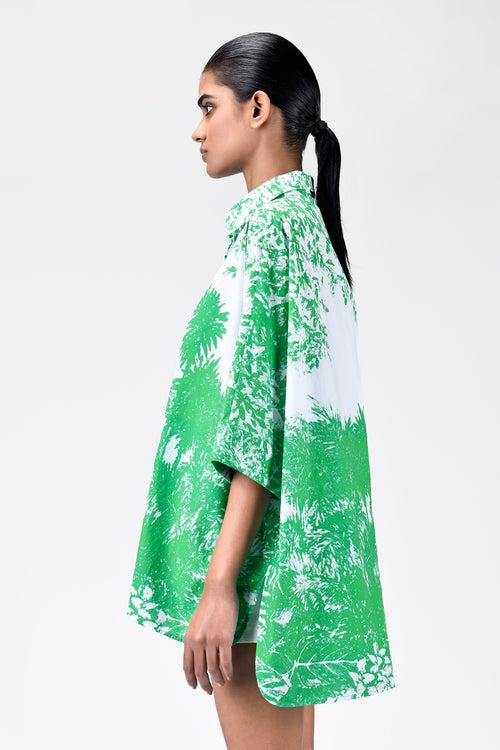 Oversized Monotone Landscape Print Shirt