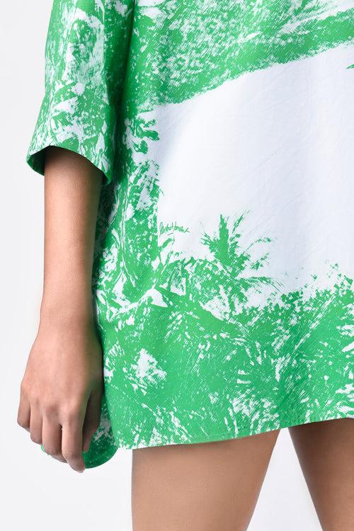 Oversized Monotone Landscape Print Shirt