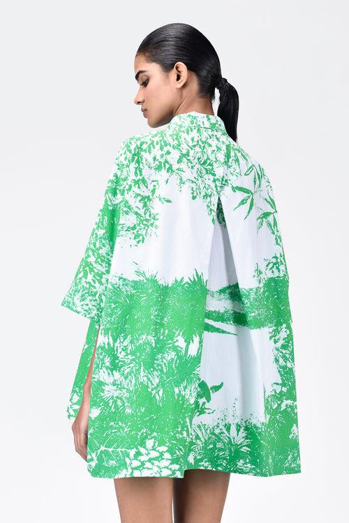 Oversized Monotone Landscape Print Shirt